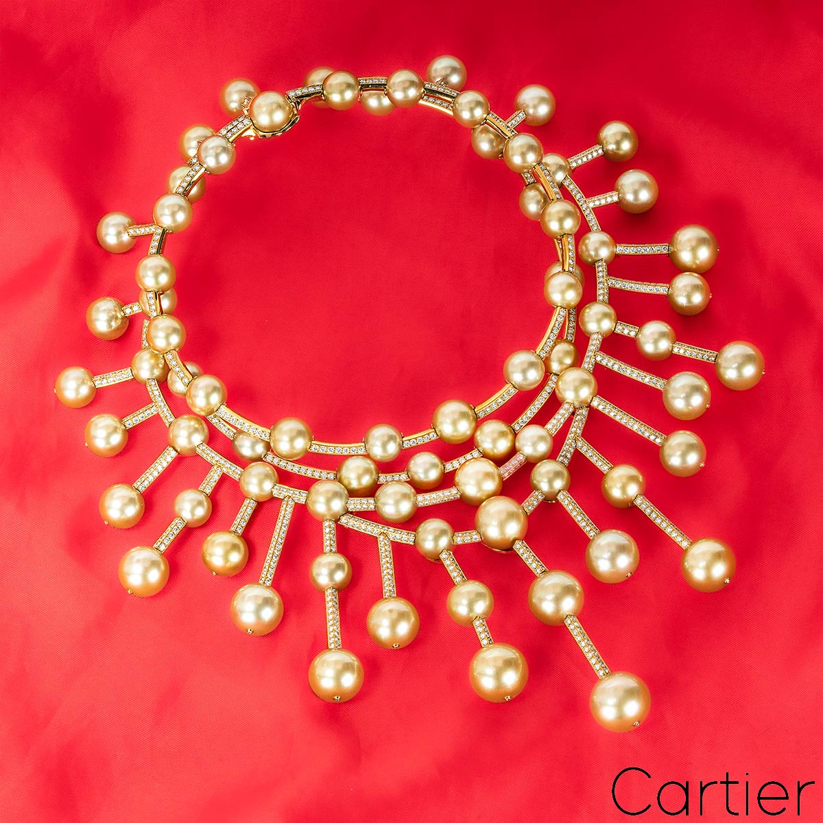 Cartier Yellow Gold Diamond and Golden South Sea Pearl Necklace CRHP700456 Cartier Yellow Gold Diamond and Golden South Sea Pearl Necklace CRHP700456